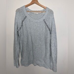 Anthropologie Sleeping in Snow Soft Blue Sweater With Rhinestone Accents